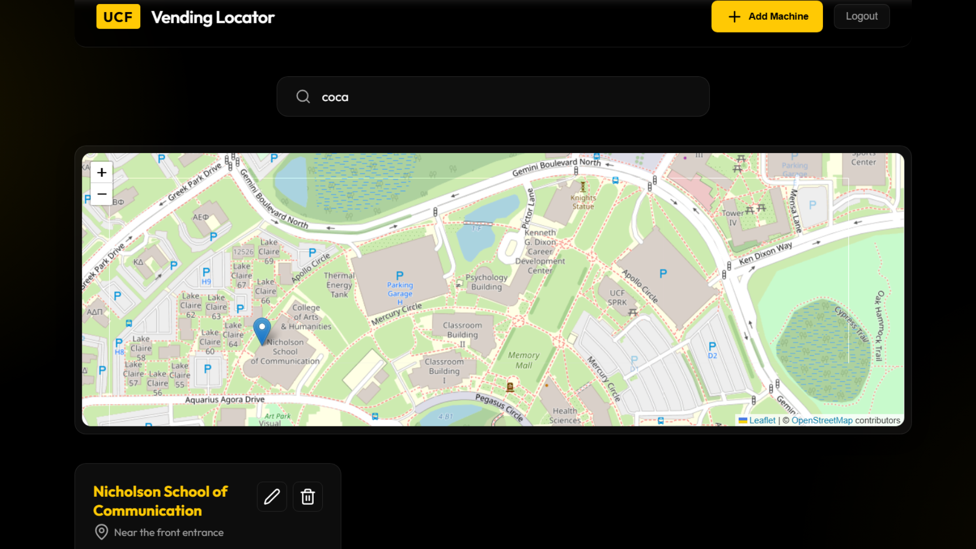 Vending Machine Locator